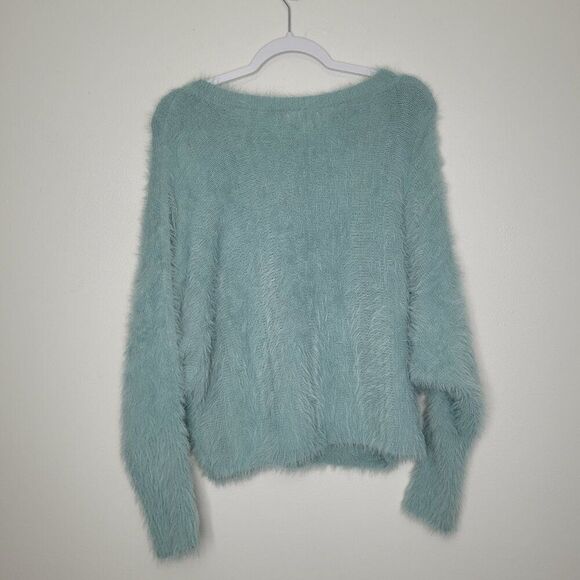 If It Were Me soft blue furry preppy clean girl feminine sweater size medium - Picture 2 of 7